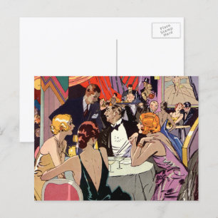 Cartão Postal Vintage Art Deco Cocktail Party no Nightclub