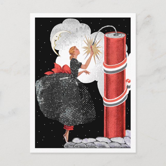 CARTÃO POSTAL VINTAGE ART DECO "FIRECRACKER FIZZZZIES" (Frente)
