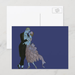 Cartão Postal Vintage Art Deco Newlyweds, Love Wedding Dance