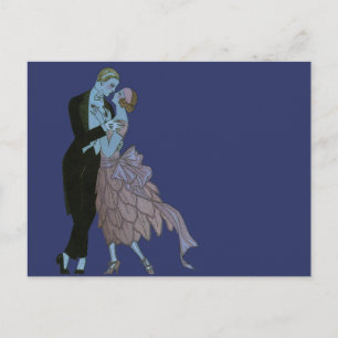 Cartão Postal Vintage Art Deco Newlyweds, Love Wedding Dance