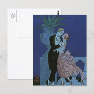Cartão Postal Vintage Art Deco Newlyweds, Oui de George Barbier