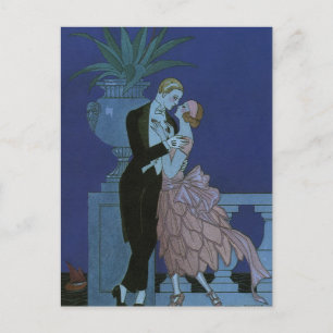 Cartão Postal Vintage Art Deco Newlyweds, Oui de George Barbier