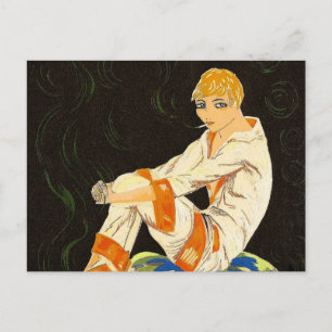 Cartão Postal Vintage Art Deco Woman, Smoking by S. Chompre