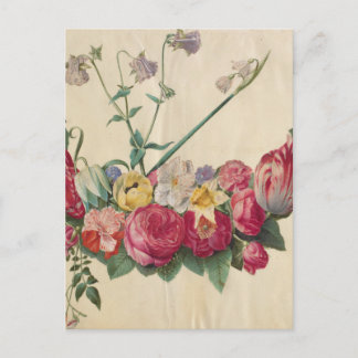 Cartão Postal Vintage Art Floral Wreath