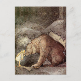 Cartão Postal Vintage Art John Bauer Kissed Bear em Nariz