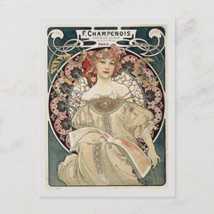 Cartão Postal Vintage Art Nouveau Alphonse Mucha Art Painting