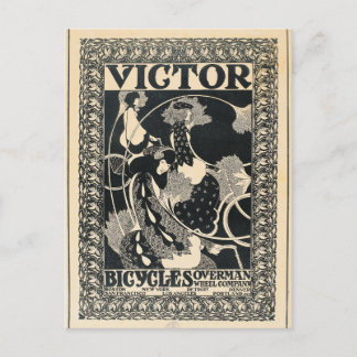 Cartão Postal Vintage Art Nouveau Bicicleta Arte de Anúncio
