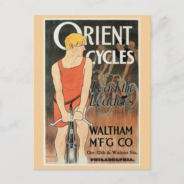 Cartão Postal Vintage art nouveau bicicleta e (Frente)
