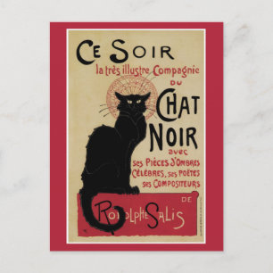 Cartão Postal Vintage art nouveau black cat