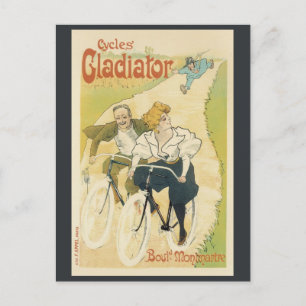 Cartão Postal Vintage Art Nouveau, Gladiator Ciclos Bicicletas