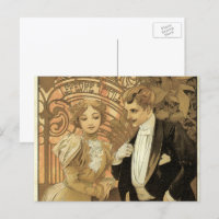 Vintage Art Nouveau Love Romance, Flirt de Mucha