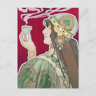 Cartão Postal Vintage Art Nouveau Rajah Café Anúncio