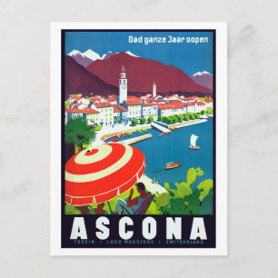 Cartão Postal Vintage Ascona Suiça