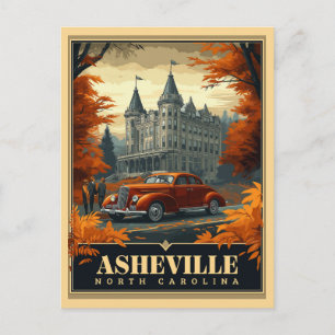 Cartão Postal Vintage Asheville, Carolina do Norte