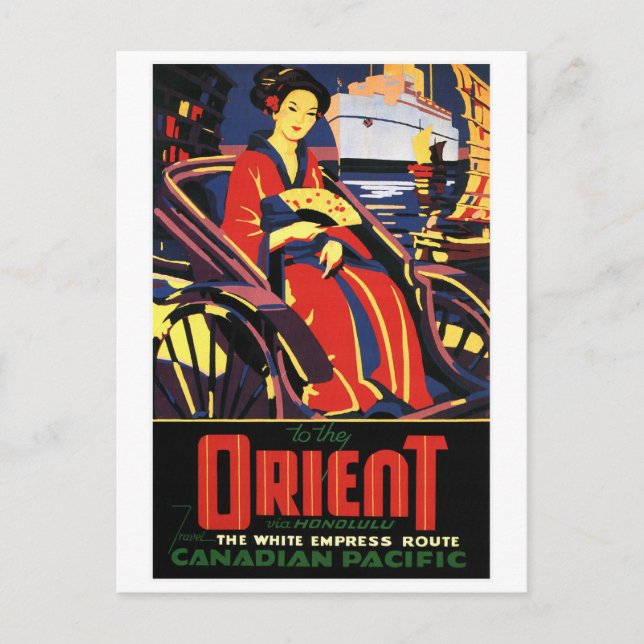 Cartão Postal Vintage Asia Train Viagem (Frente)