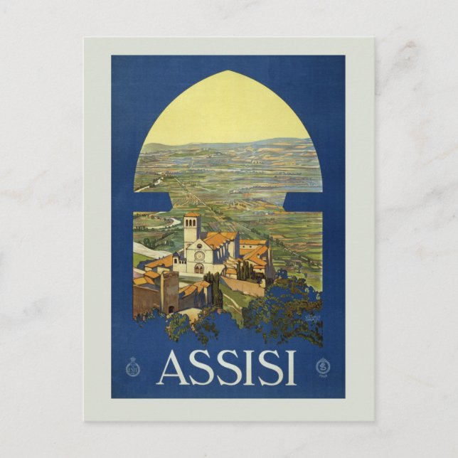 Cartão Postal Vintage Assisi Itália Retro Viagem italiano (Frente)
