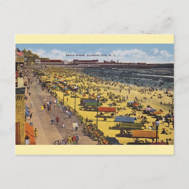 Cartão postal Vintage Atlantic City Beach (Frente)