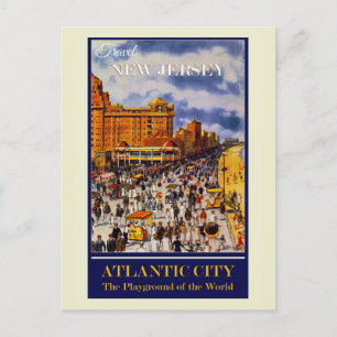 Cartão Postal Vintage Atlantic City, Nova Jersey, Viagem