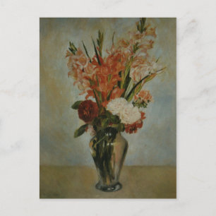 Cartão Postal Vintage Auguste Renoir Pink Vermelho Gladioli