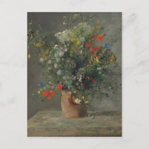 Cartão Postal Vintage Auguste Renoir Yellow Flowers in a Vase