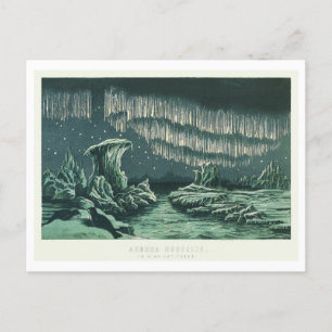 Cartão Postal Vintage Aurora Borealis / Imagem das luzes do Nort