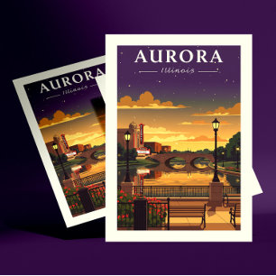Cartão Postal Vintage Aurora Illinois