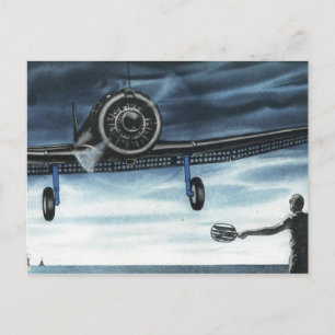 Cartão Postal Vintage Aviation Airplane Color Art