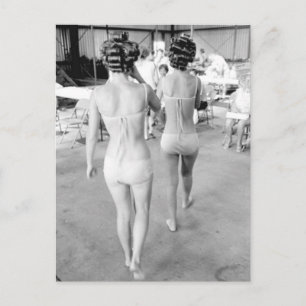 Cartão Postal Vintage B&W Photo Florida Bikini Girls