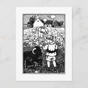 Cartão Postal Vintage Baa, Baa, Black Sheep Rhyme