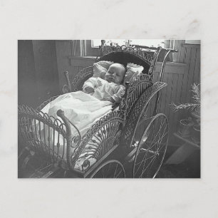 Cartão Postal Vintage Baby and Stroller