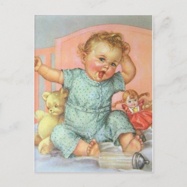 Cartão Postal Vintage Baby and Toys (Frente)