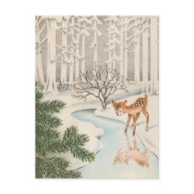 Vintage Baby Deer Bebendo