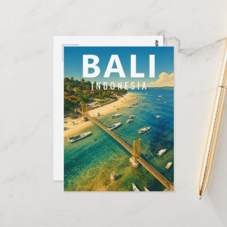 Cartão Postal Vintage Bali – Ponte de Nusa Lembong