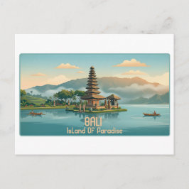 Cartão Postal Vintage Bali Ulun Danu Beratan Templo do Lago Viag