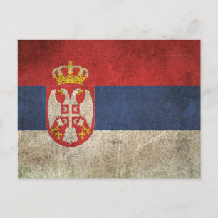 Cartão Postal Vintage - Bandeira em apuros da Sérvia