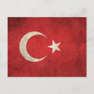 Cartão Postal Vintage - Bandeira em desgosto na Turquia