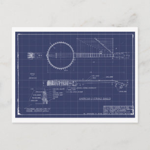 Cartão Postal Vintage Banjo Blueprint