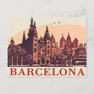 Cartão Postal Vintage Barcelona Espanha