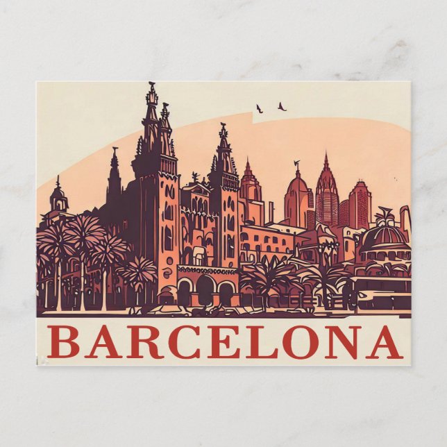 Cartão Postal Vintage Barcelona Espanha (Frente)