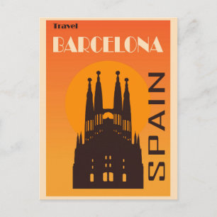 Cartão Postal Vintage Barcelona Espanha La Sagrada Família Viage