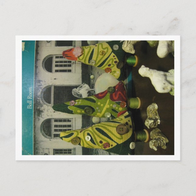 Cartão Postal Vintage Barkcloth e Ovinos Chalkware (Frente)