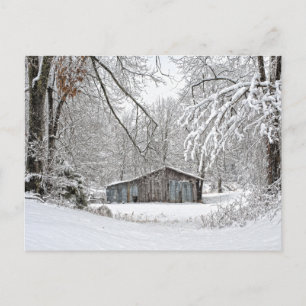 Cartão Postal Vintage Barn em Nova Neve - Tennessee rural