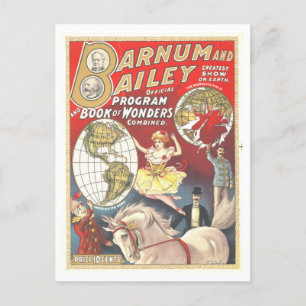 Cartão Postal Vintage Barnum & Bailey Advertisement Lithograph