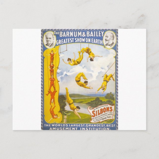 Cartão Postal Vintage Barnum e Bailey Circus (Frente)