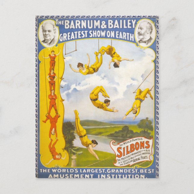 Cartão Postal Vintage Barnum e Bailey Circus (Frente)