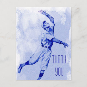 Cartão Postal Vintage Baseball Fielder Obrigado Cartão-Postal