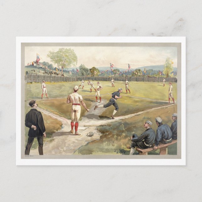 Cartão postal Vintage Baseball Illustration (Frente)