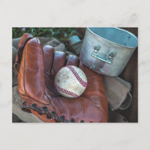 Cartão Postal Vintage Baseball Mit e Ball Baseball Glove Amer