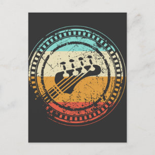 Cartão Postal Vintage Bass Guitar Headstock Retro Guitarrista