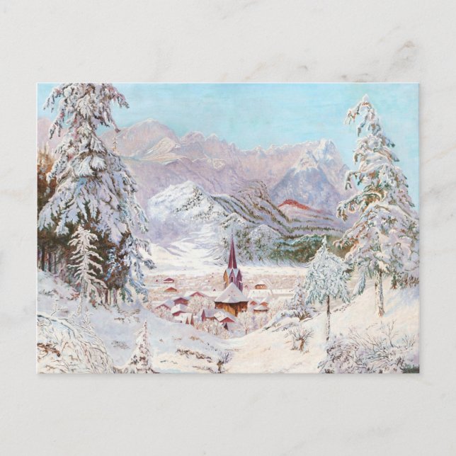 Cartão Postal Vintage Bavarian Winter Art (Frente)